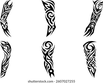 arm sleeve tattoo vector illustration on a white background.