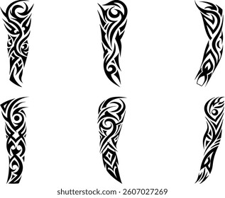 arm sleeve tattoo vector illustration on a white background.
