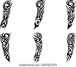 arm sleeve tattoo vector illustration on a white background.