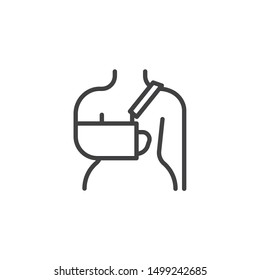 Arm sling line icon. linear style sign for mobile concept and web design. Broken arm bandage outline vector icon. Symbol, logo illustration. Vector graphics