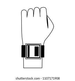 Arm with smartwatch in black and white