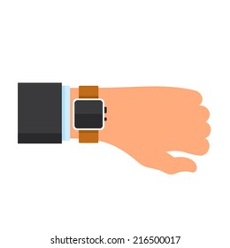 Arm with a Smartwatch in Flat Design Style. Vector illustration