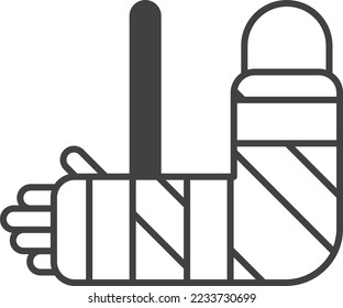 arm in splint illustration in minimal style isolated on background