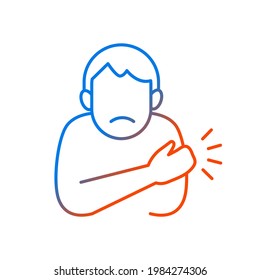 Arm Swelling Gradient Linear Vector Icon. Rash On Hand. Allergic Reaction. Vaccination Side Effect. Health Care. Thin Line Color Symbols. Modern Style Pictogram. Vector Isolated Outline Drawing