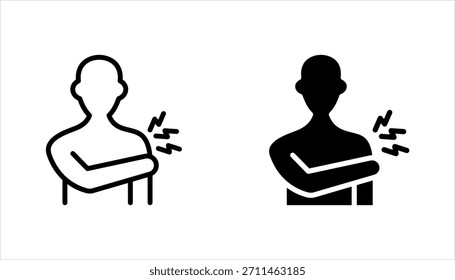 Conjunto de ícones de inchaço do braço. Erupção cutânea na mão. Reação alérgica. Efeito colateral da vacinação. ilustração vetorial sobre fundo branco