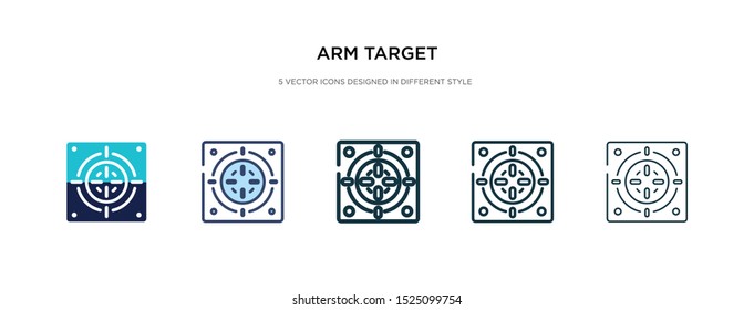 arm target icon in different style vector illustration. two colored and black arm target vector icons designed in filled, outline, line and stroke style can be used for web, mobile, ui