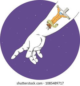 Arm with a tattoo of an astronaut.