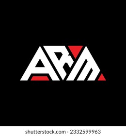 Diseño del logotipo de la letra del triángulo ARM con forma de triángulo. Monograma de diseño del logotipo del triángulo ARM. Plantilla de logotipo vectorial de triángulo ARM con color rojo. Logo triangular ARM Diseño sencillo, elegante y lujoso.