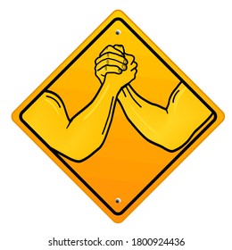 Arm wrestling banner - vector illustration