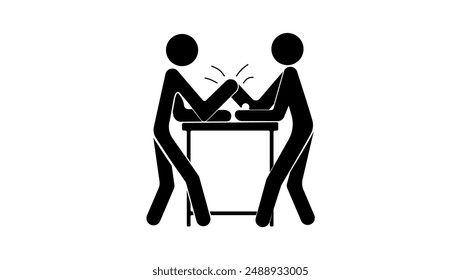 Arm Wrestling Battle , black isolated silhouette