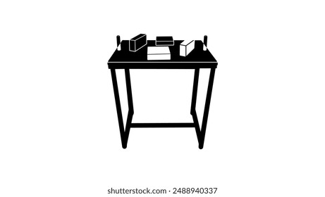 Arm Wrestling Battle table , black isolated silhouette