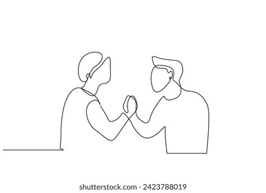 arm wrestling business partner group fight one line art design