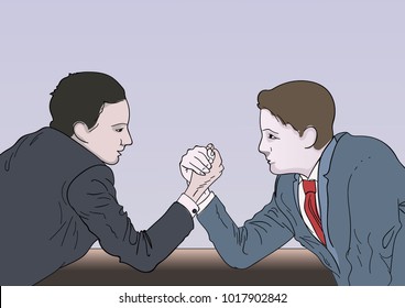 Arm wrestling business people 