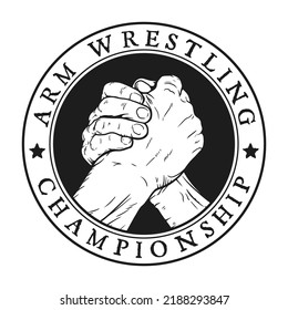 Arm wrestling championship vector logo on white background