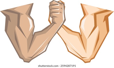 
Arm wrestling competition. Muscular male arm. 