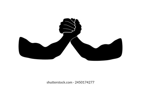 Arm Wrestling emblem, black isolated silhouette