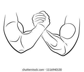 arm wrestling hands vector illustration