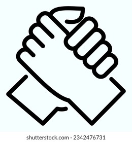 Arm Wrestling line icon. Handshake vector illustration isolated on white. Two hands supporting each other outline style designed for and app. Eps 10.