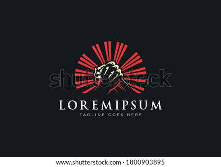 arm wrestling logo design inspiration. Vector illustration of clenched fists fight MMA