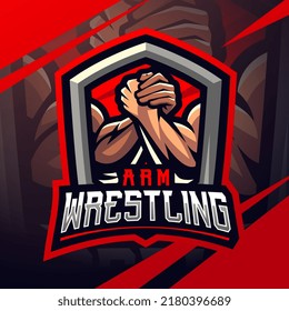 Arm wrestling mascot logo design
