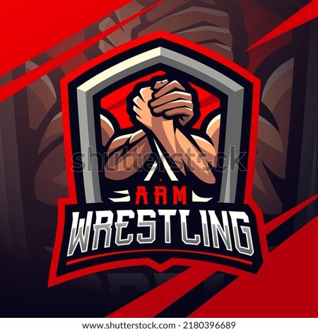 Arm wrestling mascot logo design