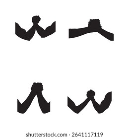 arm wrestling silhouette or illustration set