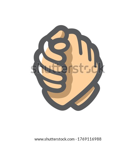 Arm Wrestling two hands Vector Cartoon illustration