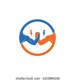 arm wrestling vecor icon illustration design template