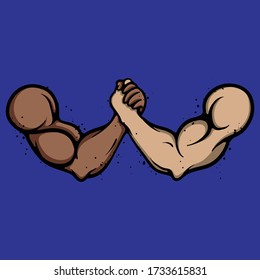 Arm wrestling vector concept. Sport illustration isolated on dark background