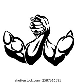 Arm wrestling vector icon with strong muscles with a unique but very elegant design