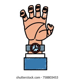 Arm with wristwatch