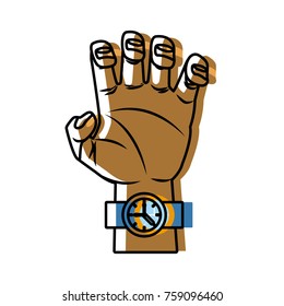 Arm with wristwatch icon vector illustration graphic design