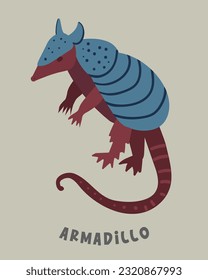 Armadillo. American animal  clipart. Vector illustration.