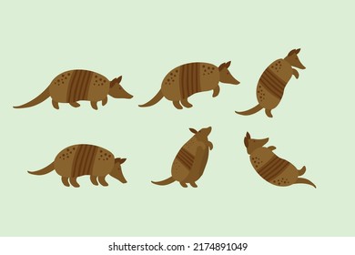 armadillo animal design icon flat vector modern illustration