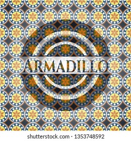 Armadillo arabic style emblem. Arabesque decoration.
