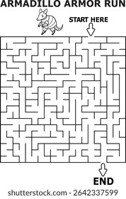 Armadillo armor run maze game for kids fun activity