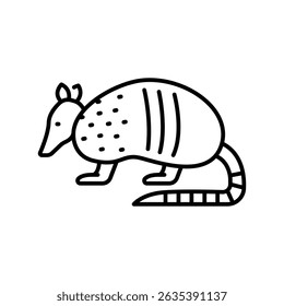 armadillo black line icon for digital and print projects. South american animals. Minimal clean icons for apps and websites. Modern simple icons for UI UX and branding