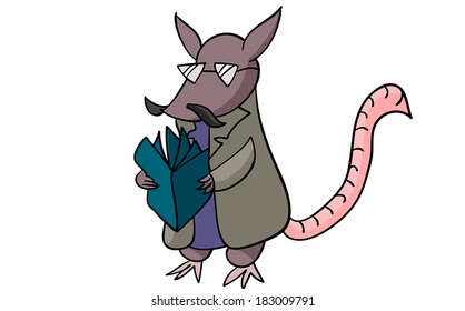 an armadillo with a book