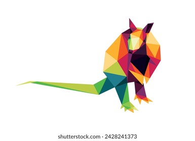 Armadillo in Colorful Polygonal Low Poly Vector. Armadillo Standing pose vector Illustration Abstract. Colorful Vector Logo of Standing Armadillo