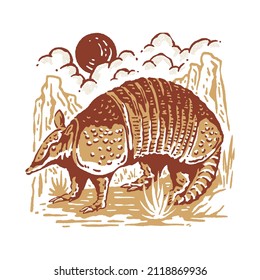 Armadillo In A Desert Illustration