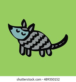 Armadillo doodle hand drawing, Vector illustration.