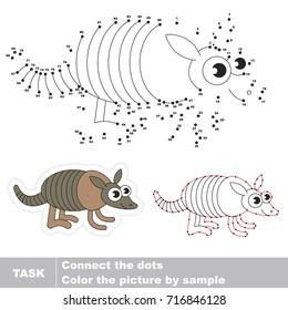 Armadillo. Dot to dot educational game for kids.