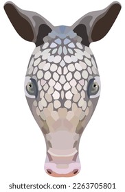 Cara de armadillo. Se muestra una ilustración del hocico de Cingulata. Retrato brillante sobre un fondo blanco. Gráficos vectoriales. logotipo animal.