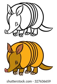 Armadillo hand drawn vector illustration - for children coloring book