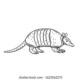 Armadillo icon. Animal outline isolated illustration for zoo design. Vector illustration.