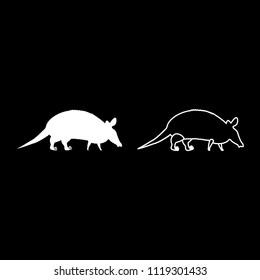 Armadillo icon outline set white color