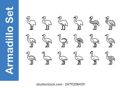 Armadillo Icon Set with editable vector collections. 