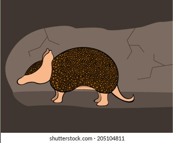 Armadillo Inside His Burrow