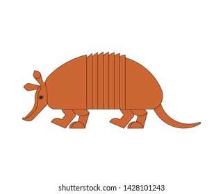 Armadillo isolated. Animal Nine-hip Armadillo vector illustration.  