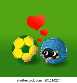 An armadillo love soccer ball